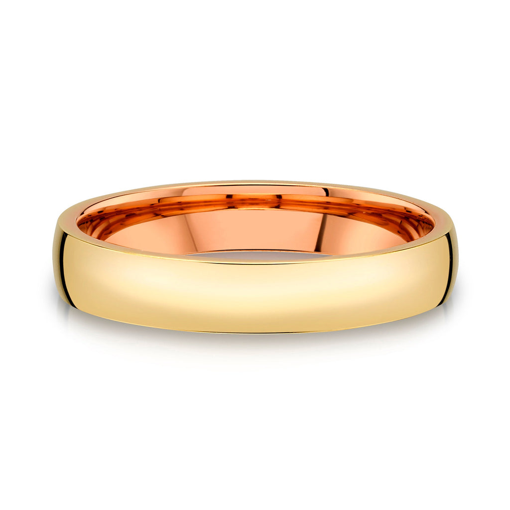 Low Dome Polished Band in 2-Tone 14k Yellow & Rose Gold (4mm)