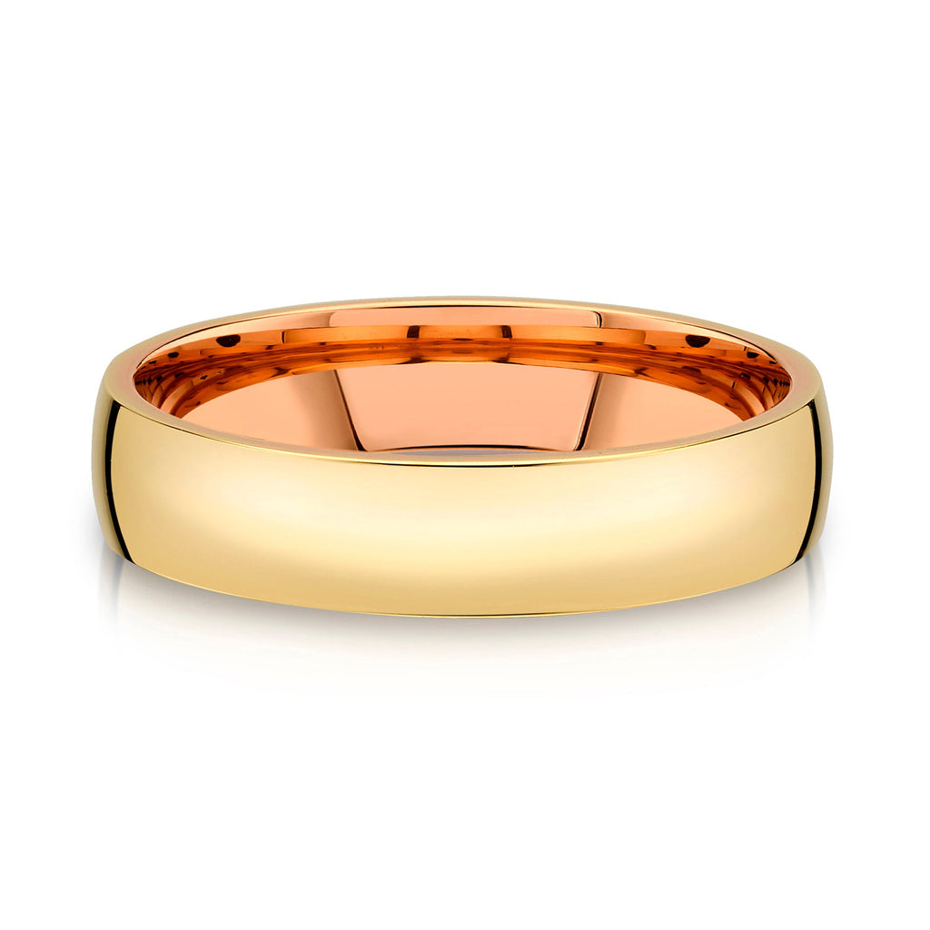 Low Dome Polished Band in 2-Tone 14k Yellow & Rose Gold (5mm)