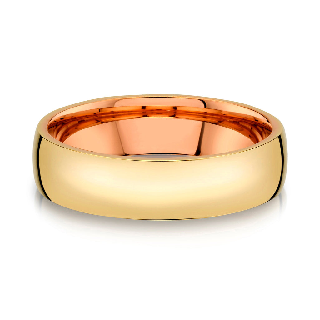 Low Dome Polished Band in 2-Tone 14k Yellow & Rose Gold (6mm)