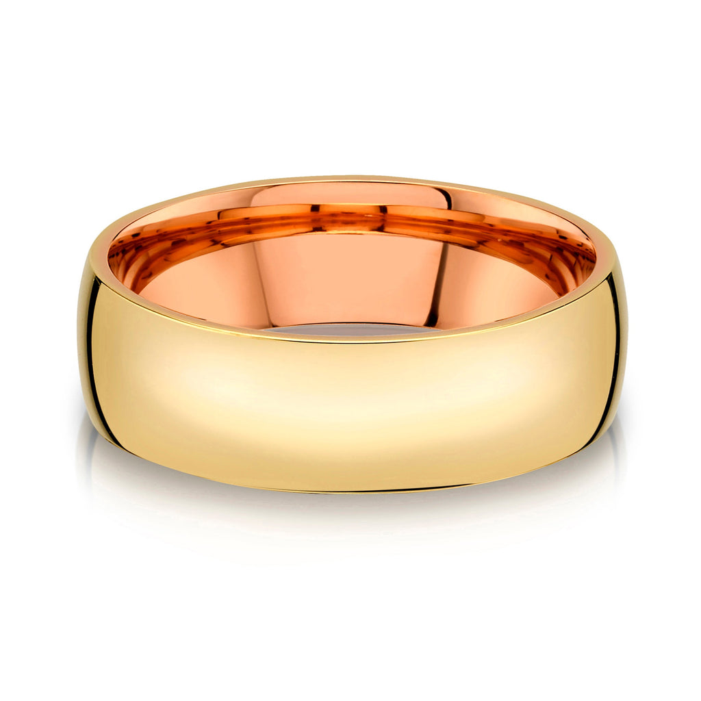 Low Dome Polished Band in 2-Tone 14k Yellow & Rose Gold (7mm)
