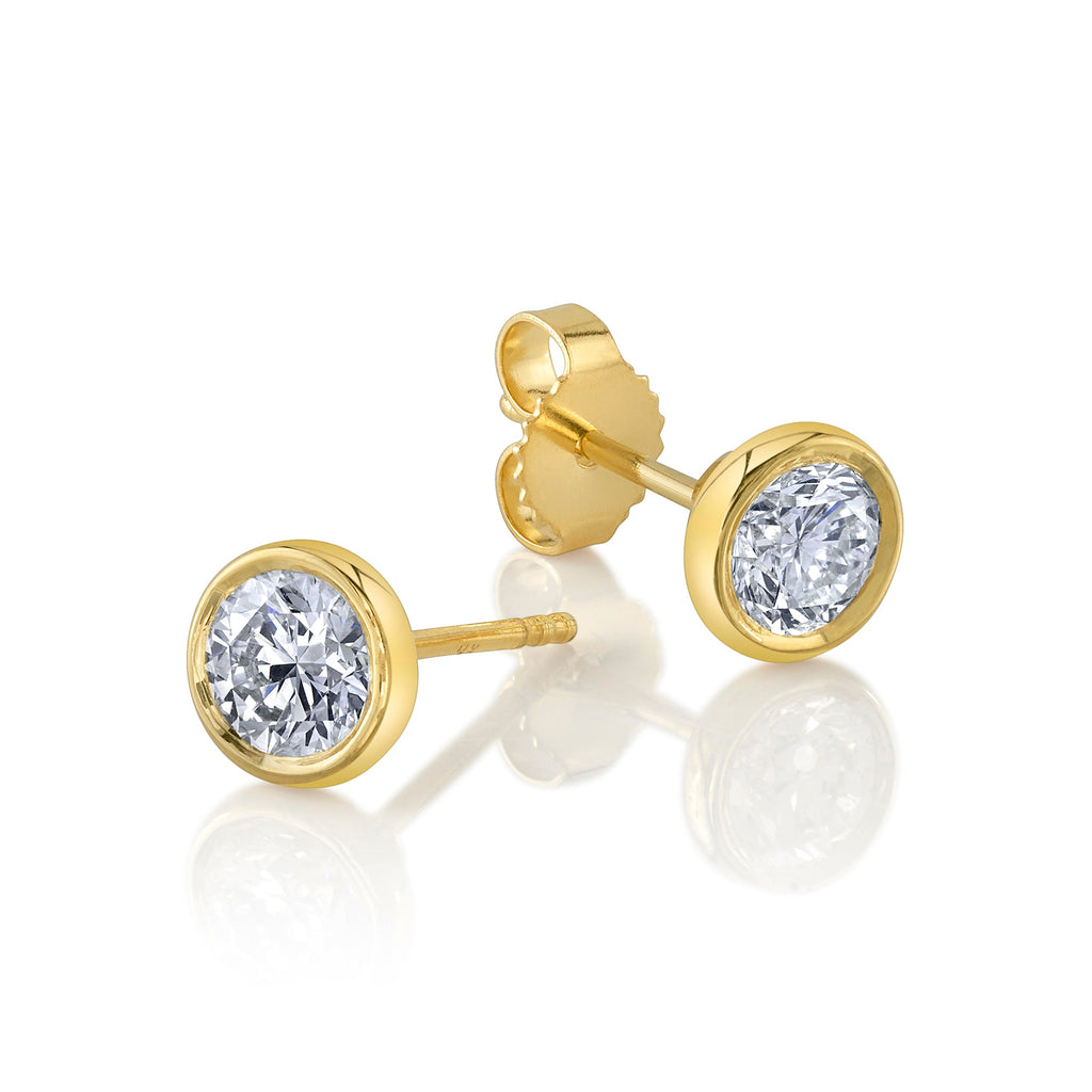 Bezel Round Brilliant Diamond Studs